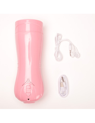 Velvet Touch masturbator pulsacyjny z wibracją oraz efektami dźwiękowymi wagina cyberskóra ładowany usb różowy