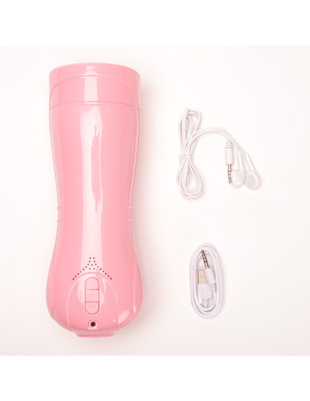 Velvet Touch masturbator pulsacyjny z wibracją oraz efektami dźwiękowymi wagina cyberskóra ładowany usb różowy