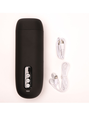 Velvet Touch masturbator z wibracją ssaniem cyberskóra ładowany usb czarny