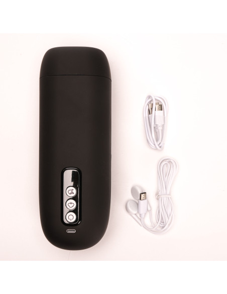 Velvet Touch masturbator z wibracją ssaniem cyberskóra ładowany usb czarny