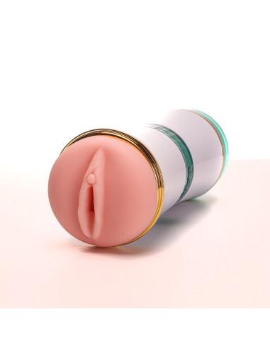 Velvet Touch masturbator dwustronny wagina usta cyberskóra biały
