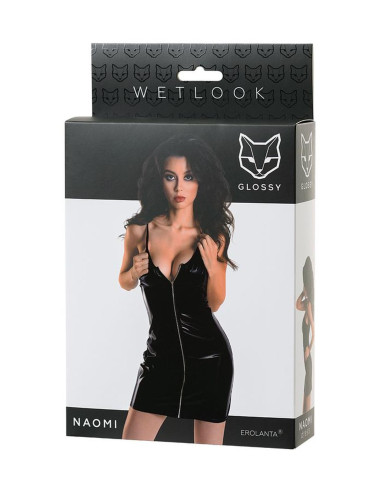 Wetlook black dress NAOMI - black XL