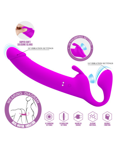 Party Up strap-on wibracje ładowany usb kolor fioletowy Oliver