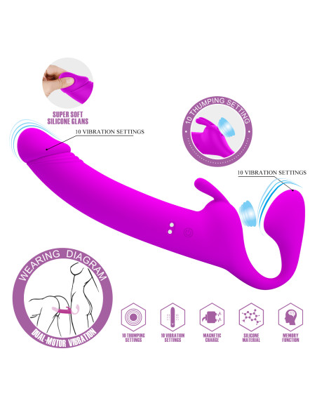 Party Up strap-on wibracje ładowany usb kolor fioletowy Oliver