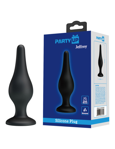 Party Up korek analny silikonowy długi smukły kolor czarny Jeffrey