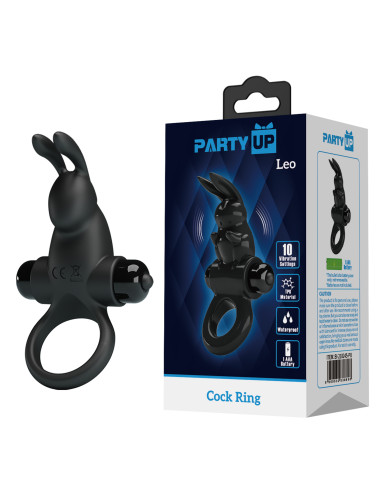Party Up pierścień erekcyjny wibrujący siliknowy baterie kolor czarny Larry