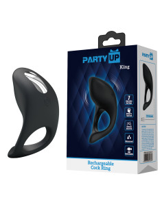 Party Up pierścień erekcyjny wibrujący silikonowy ładowany usb kolor czarny King