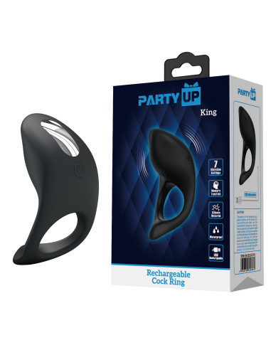Party Up pierścień erekcyjny wibrujący silikonowy ładowany usb kolor czarny King