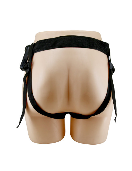 Party Up strap-on wibracje cyberkóra sterowany przewodowo kolor brązowy Nelson