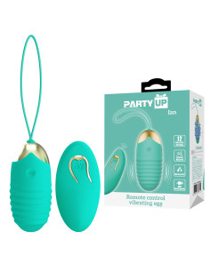 Party Up jajeczko wibrujące silikonowe sterowane zdalnie ładowane usb kolor turkusowy Ian
