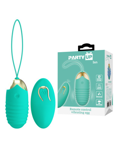 Party Up jajeczko wibrujące silikonowe sterowane zdalnie ładowane usb kolor turkusowy Ian