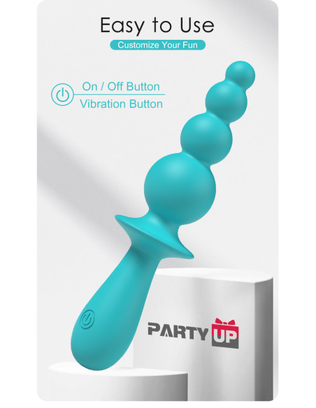 Party Up wibrator analny ładowany usb kolor turkusowy Evajane