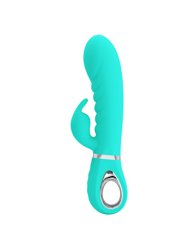 Party Up wibrator silikonowy typ króliczek ładowany usb kolor turkusowy Edward