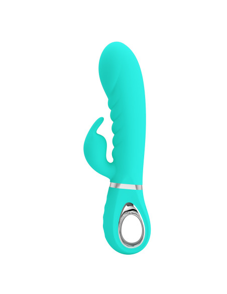 Party Up wibrator silikonowy typ króliczek ładowany usb kolor turkusowy Edward