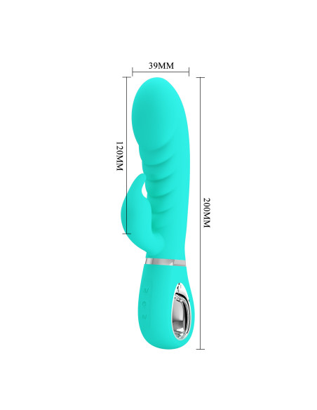 Party Up wibrator silikonowy typ króliczek ładowany usb kolor turkusowy Edward