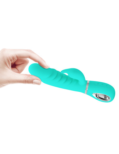 Party Up wibrator silikonowy typ króliczek ładowany usb kolor turkusowy Edward