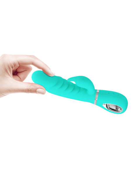 Party Up wibrator silikonowy typ króliczek ładowany usb kolor turkusowy Edward