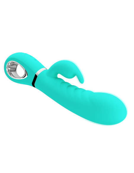 Party Up wibrator silikonowy typ króliczek ładowany usb kolor turkusowy Edward