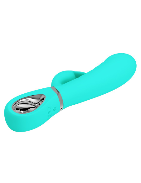 Party Up wibrator silikonowy typ króliczek ładowany usb kolor turkusowy Edward