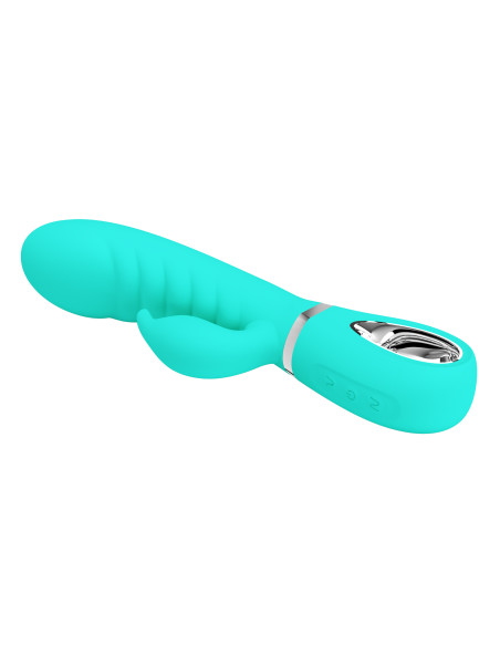 Party Up wibrator silikonowy typ króliczek ładowany usb kolor turkusowy Edward