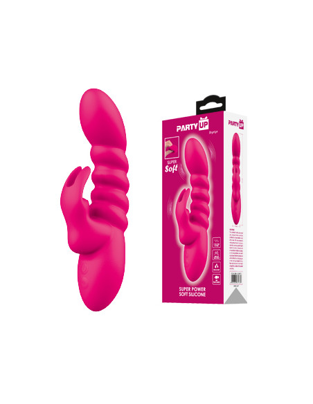 Party Up wibrator silikonowy typ króliczek ładowany usb kolor różowy Bryunlun