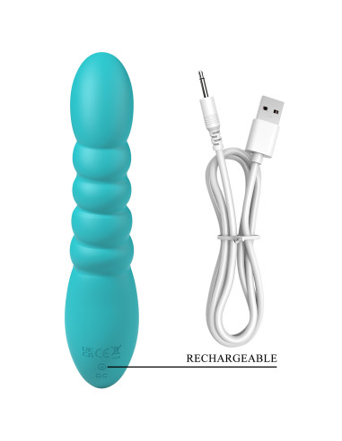 Party Up wibrator silikonowy typ króliczek ładowany usb kolor turkusowy Bryunlun