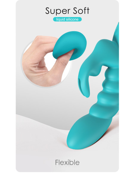 Party Up wibrator silikonowy typ króliczek ładowany usb kolor turkusowy Bryunlun