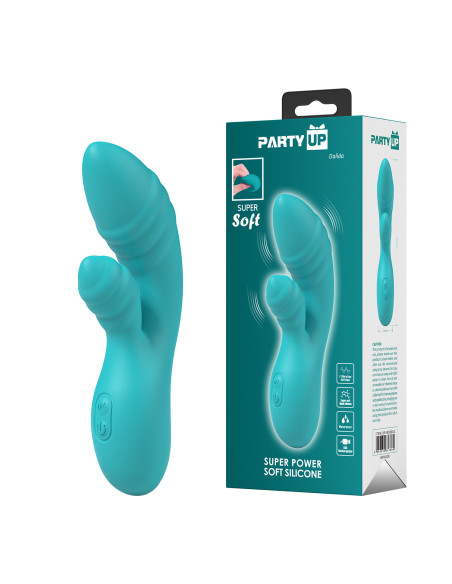 Party Up wibrator silikonowy typ króliczek ładowany usb kolor turkusowy Dalida