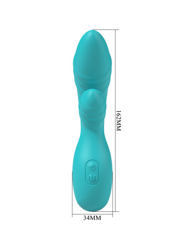 Party Up wibrator silikonowy typ króliczek ładowany usb kolor turkusowy Dalida