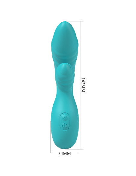 Party Up wibrator silikonowy typ króliczek ładowany usb kolor turkusowy Dalida