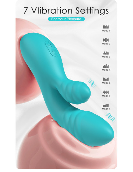 Party Up wibrator silikonowy typ króliczek ładowany usb kolor turkusowy Dalida