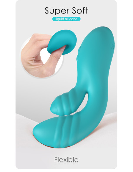 Party Up wibrator silikonowy typ króliczek ładowany usb kolor turkusowy Dalida