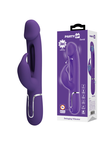 Party Up wibrator silikonowy typ króliczek ładowany usb kolor fioletowy David