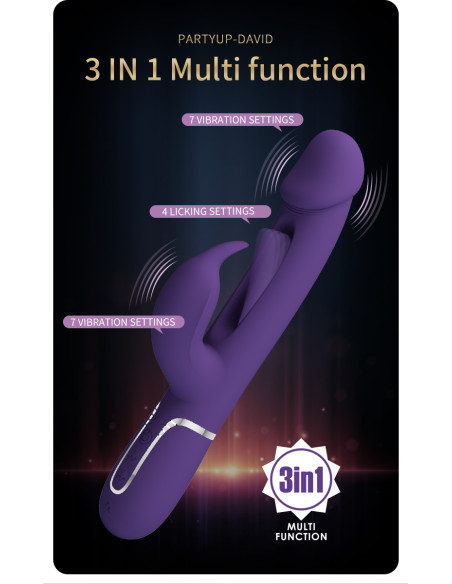 Party Up wibrator silikonowy typ króliczek ładowany usb kolor fioletowy David
