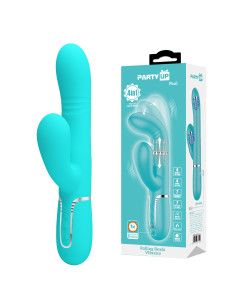 Party Up wibrator silikonowy typ króliczek ładowany usb kolor turkusowy Paul