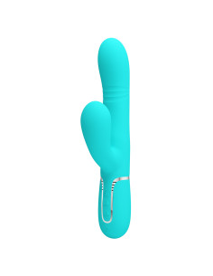 Party Up wibrator silikonowy typ króliczek ładowany usb kolor turkusowy Paul 2