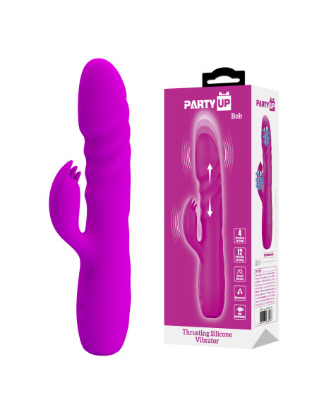 Party Up wibrator silikonowy typ króliczek ładowany usb kolor fioletowy Bob