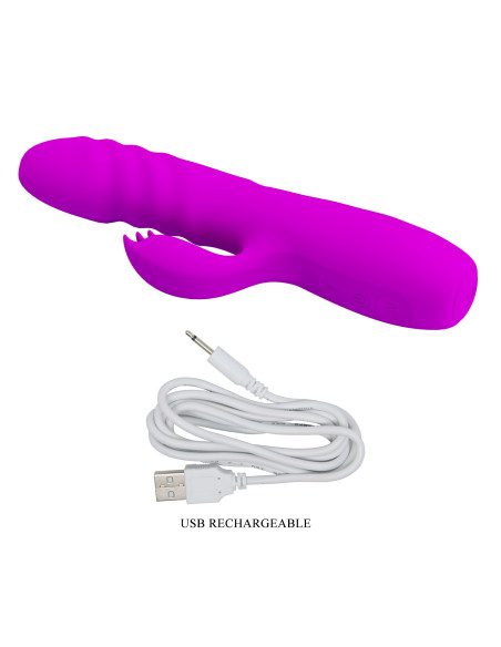 Party Up wibrator silikonowy typ króliczek ładowany usb kolor fioletowy Bob