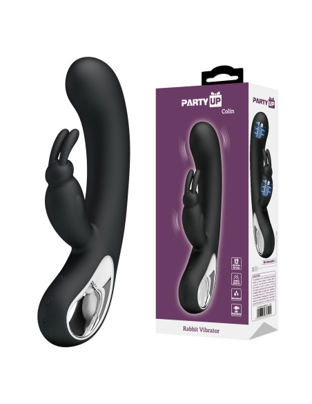 Party Up wibrator silikonowy typ króliczek ładowany usb kolor czarny Colin