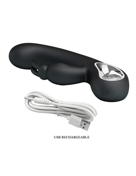 Party Up wibrator silikonowy typ króliczek ładowany usb kolor czarny Colin