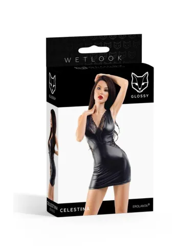 Wetlook dress Celestina - black L