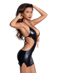 Glossy Shiny Wetlook dress JULIE - black M 2