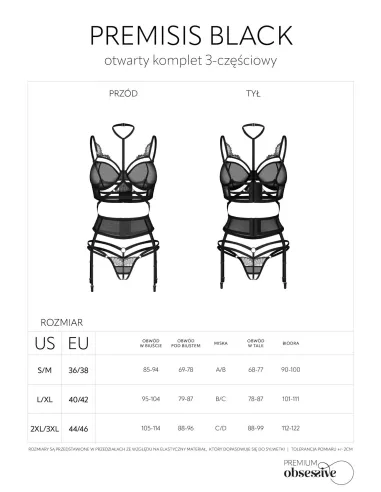 Premisis Black otwarty komplet 3-częściowy  L/XL