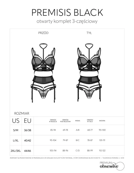 Premisis Black otwarty komplet 3-częściowy  L/XL