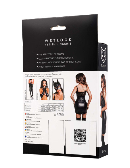 Glossy Nelly, dress, wetlook, black, S