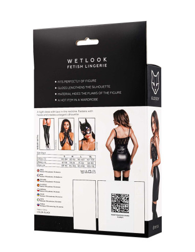 Glossy Nelly, dress, wetlook, black, M