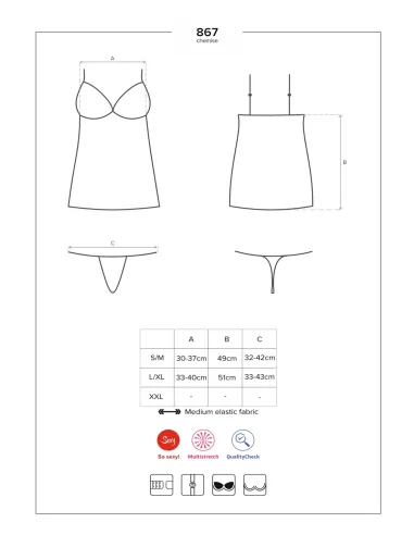 Bielizna- 867-CHE-1 koszulka i stringi L/XL