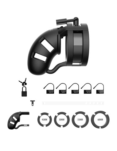 Model 18 - Chastity - 3.5"""" - Sil Cage Ballsplitter - Black