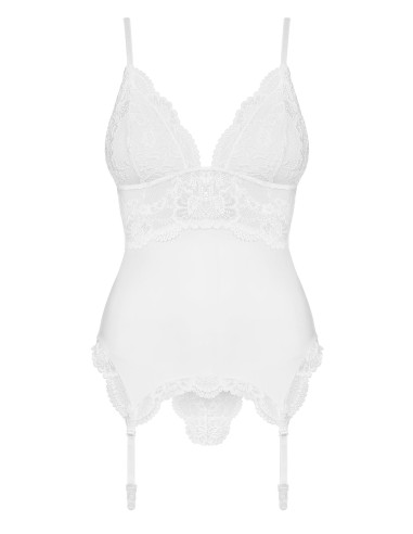 Bielizna-810-COR-2 gorset i stringi biały  S/M