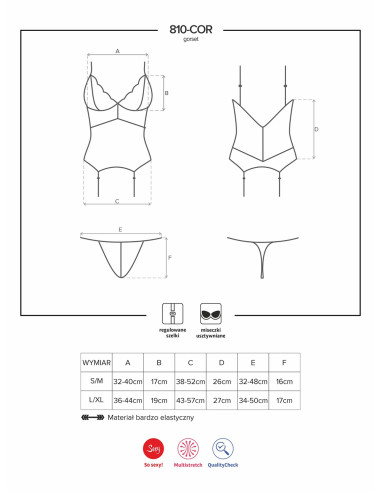 Bielizna-810-COR-2 gorset i stringi biały  S/M